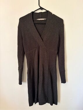 Athleta Charcoal Wrap-Style Long Sleeve Knit Dress